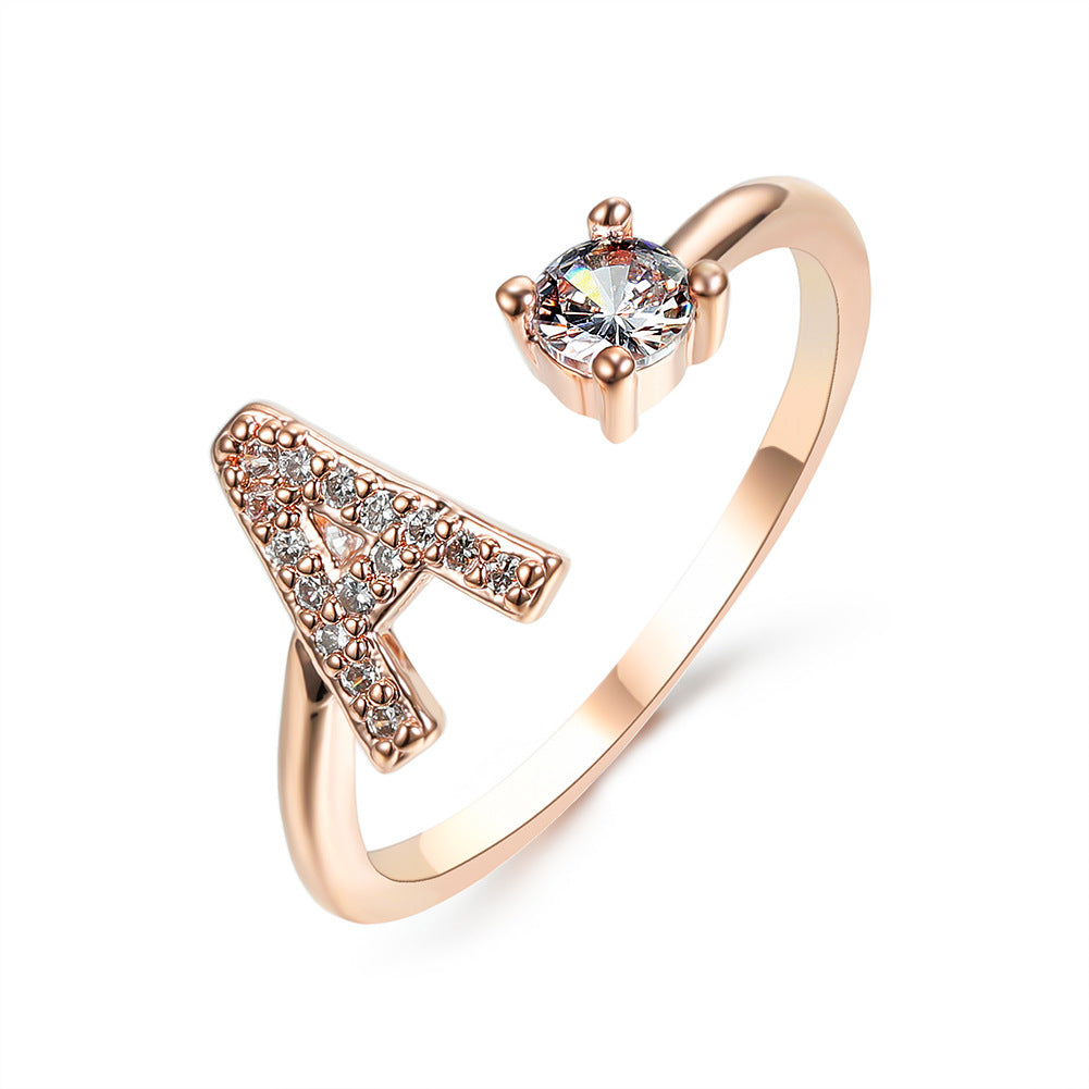 New Design Adjustable 26 Initial Letter Ring Fashion Jewelry For Women Simple Elegant Jewelry New Design Adjustable 26 Initial Letter Ring Fashion Jewelry For Women Simple Elegant Jewelry